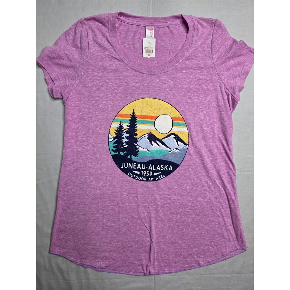 Prairie Mountain T-Shirt Women's Medium Purple Graphic Print Cotton Streetwear
